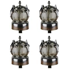 Four Art Deco Lamps from Hearse / Funeral Car