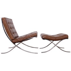 Barcelona Chair and Ottoman by Mies van der Rohe for Knoll