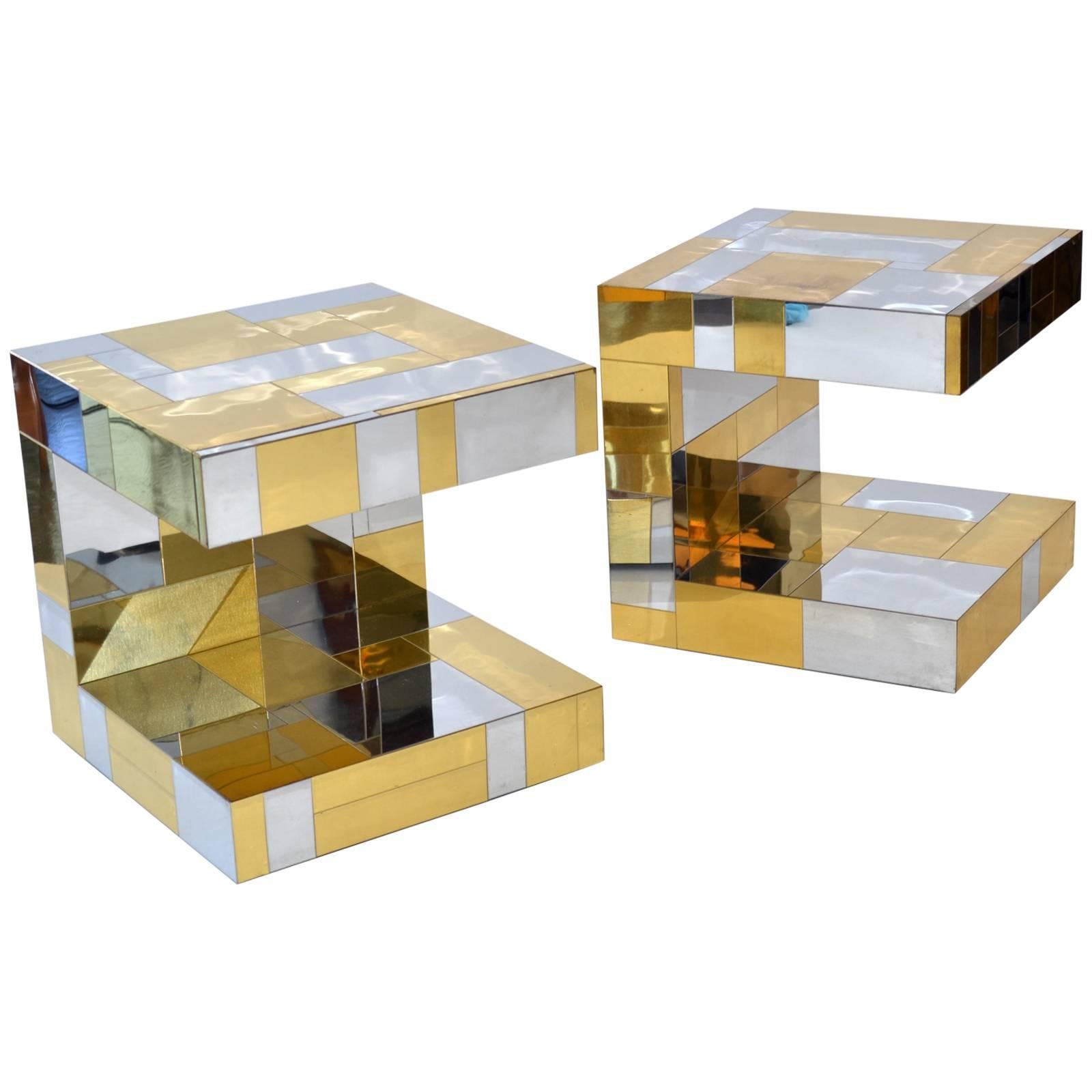 Pair of Cityscape Nightstands or Side Tables by Paul Evans