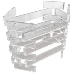 Stacked Lucite Dining Table or Desk Base Vintage Architectural Hollywood Regency 2