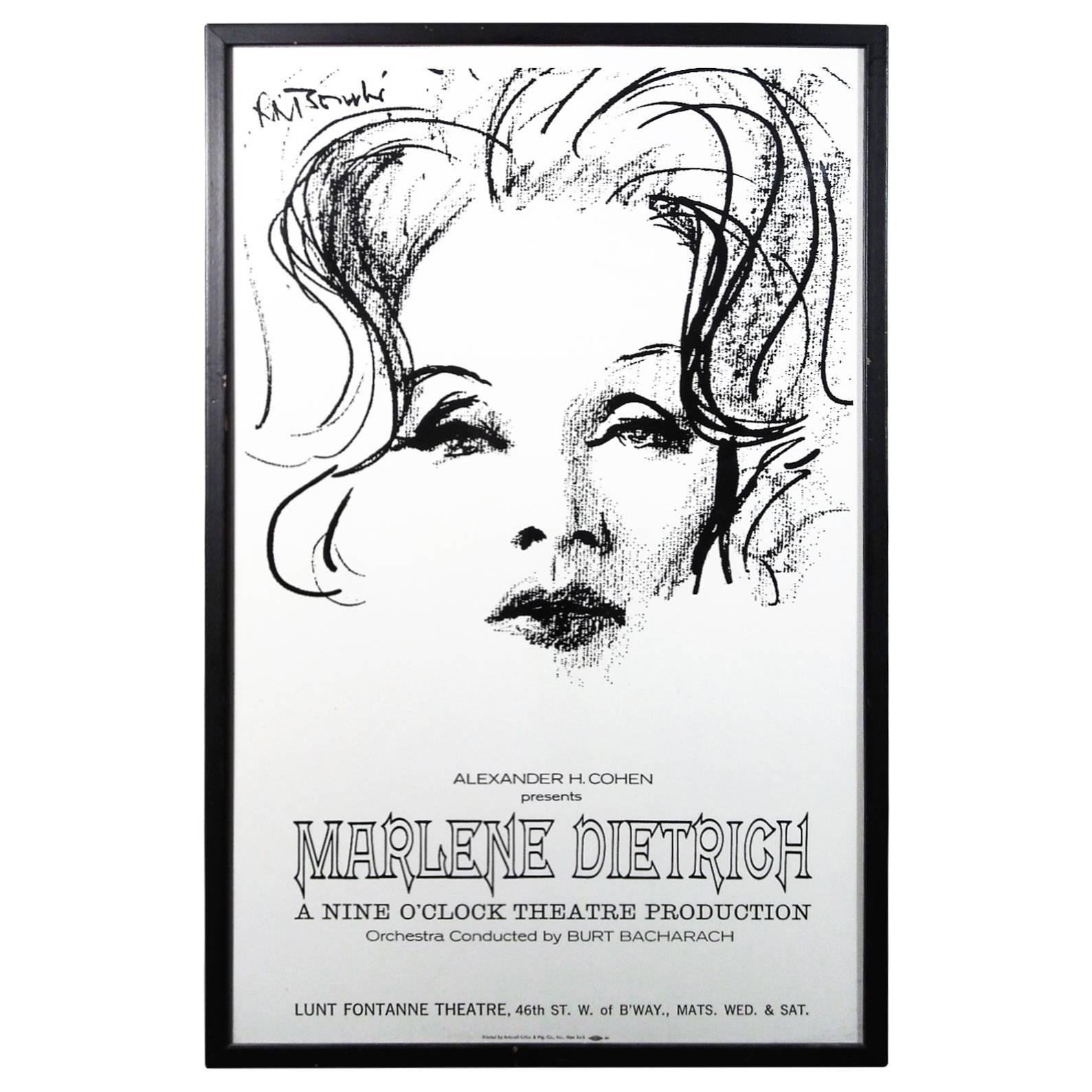 Authentic Original Marlene Dietrich 1967 Show Poster For Sale