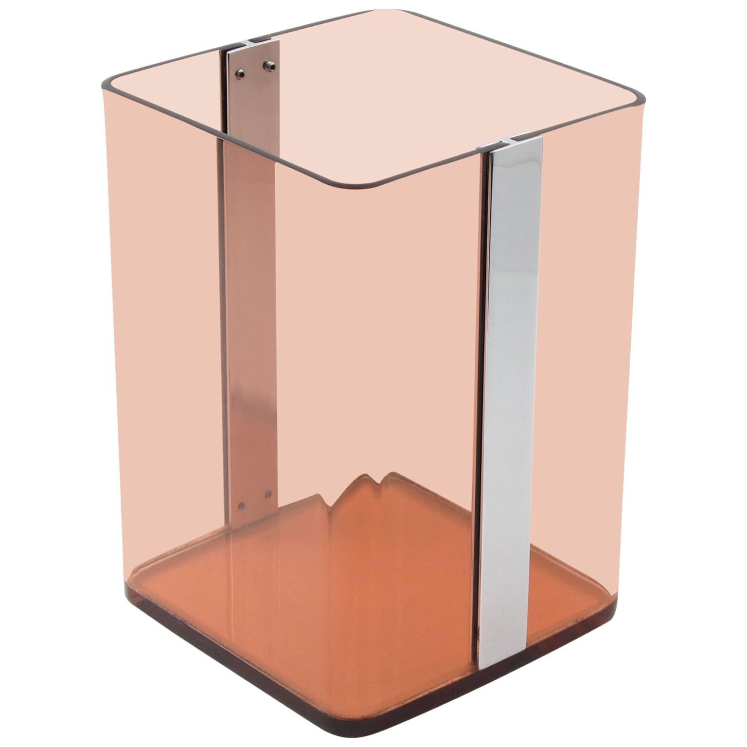 Smoked Lucite Paper Waste Basket for Roche Bobois, France, circa 1970s