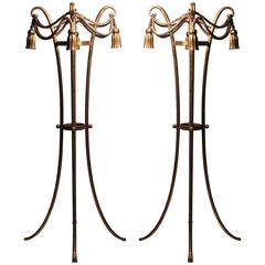 Pair of Rope and Tassel Italian Gilt / Gilded Jardinière Plant Stands