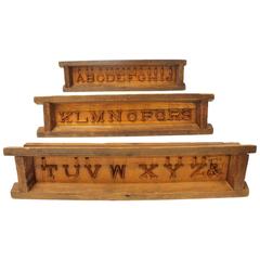 Antique American School Alphabet Wood Signs
