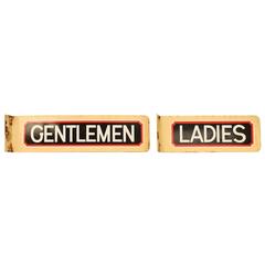 Vintage 1930s Double-Sided Porcelain Restroom Signs