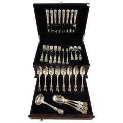 Antique English King by Tiffany Sterling Silver Flatware Set Service 60 Pcs Monogram S