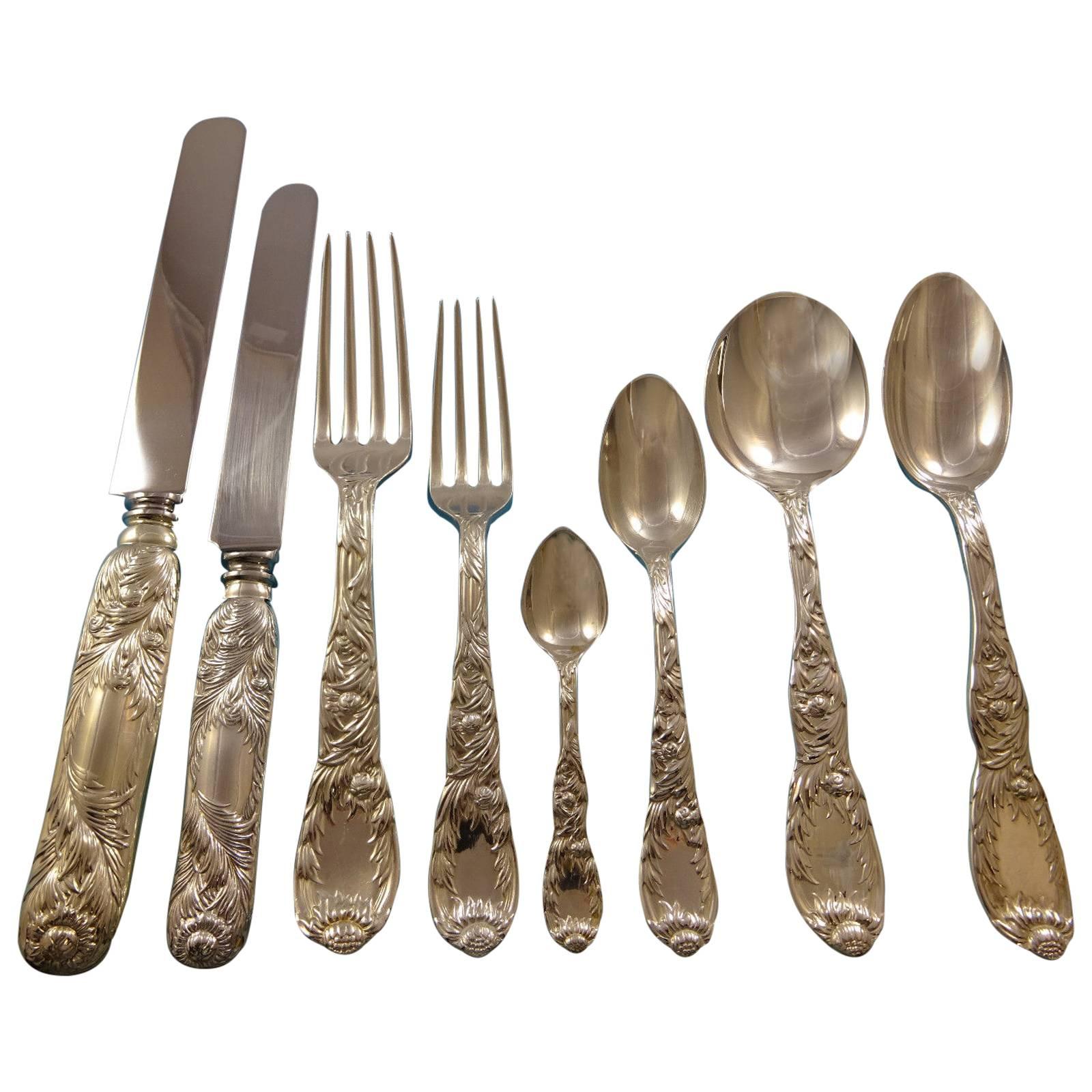 Chrysanthemum by Tiffany Sterling Silver Flatware Set for 12 Service 102 Pieces