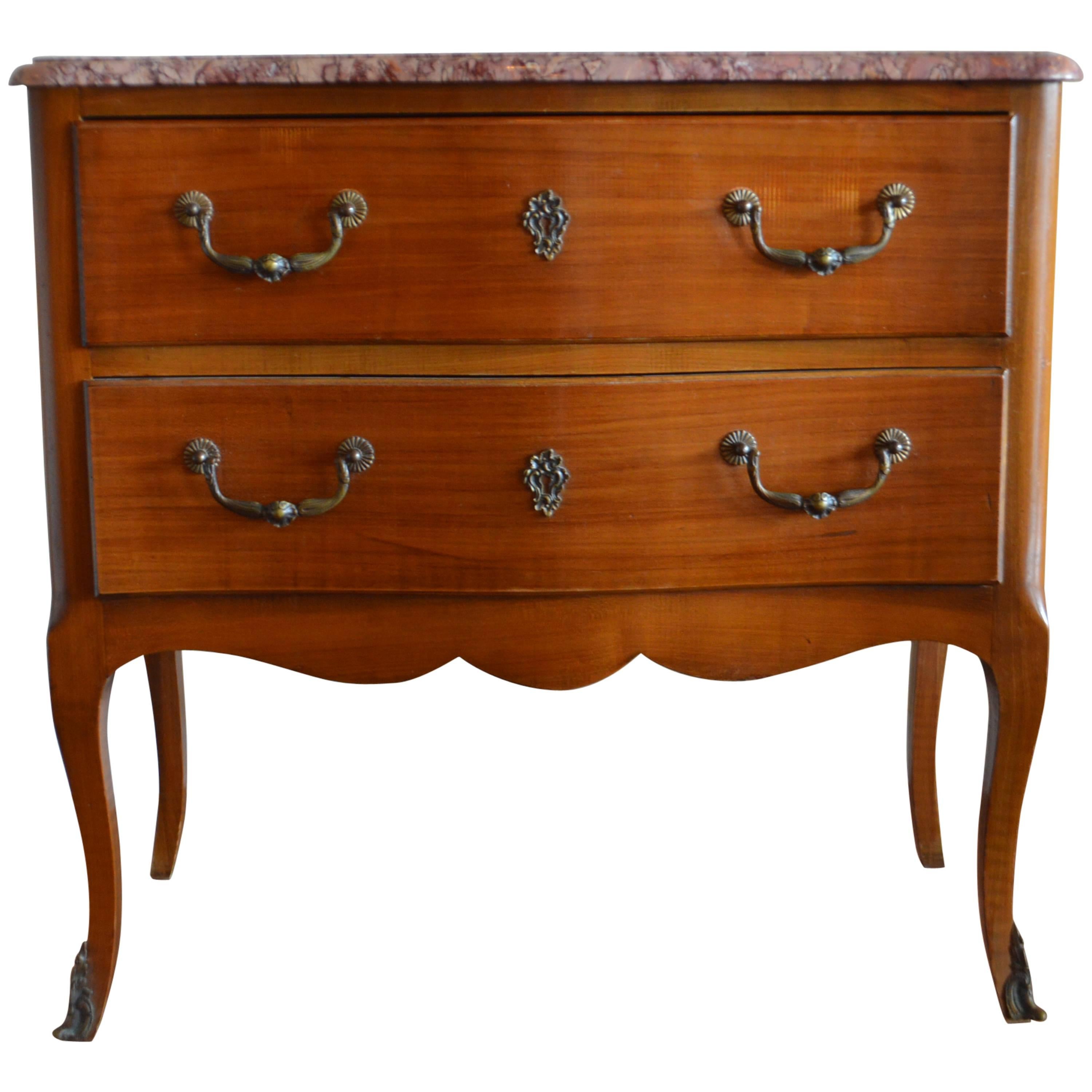 Louis XV Style Walnut Two-Drawer Commode