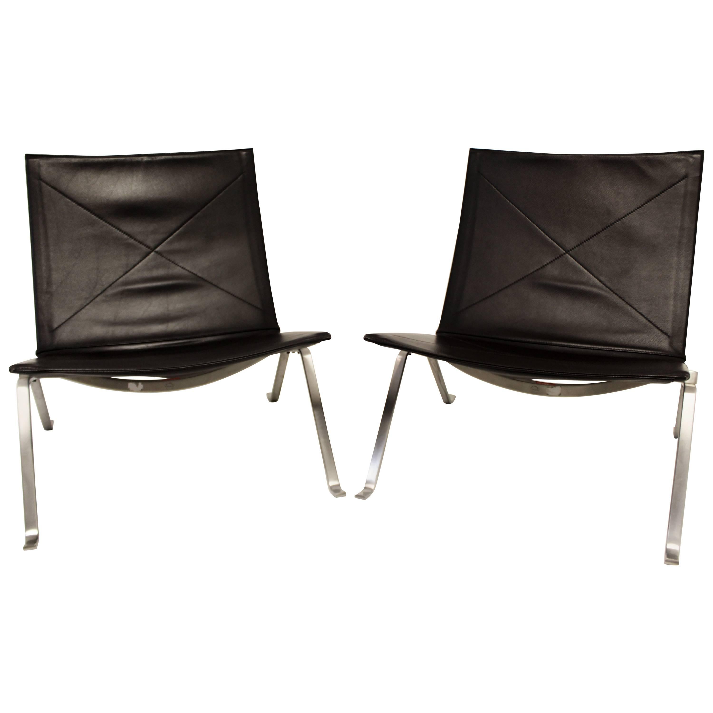 Pair of Poul Kjaerholm for Fritz Hansen PK22 Danish Lounge Chairs
