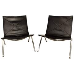 Pair of Poul Kjaerholm for Fritz Hansen PK22 Danish Lounge Chairs