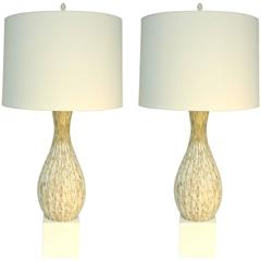 Pair of Monumental Murano Glass Lamps by Seguso
