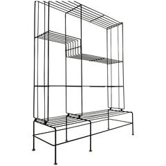 Light and Airy French Modernist Iron and Brass Shelving Unit