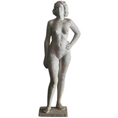 Large Raw Plaster Sculpture Nude Study