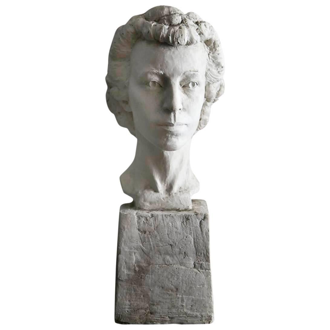 Large Raw Plaster Bust of Her Majesty Queen Elizabeth II
