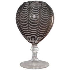 Vintage Grey Glass Rippled Goblet