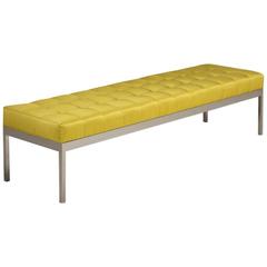 Milo Baughman Attributed Nickel and Silk Upholstered Bench 9