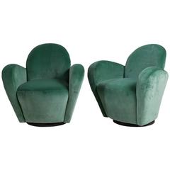 Pair of Vladimir Kagan for Directional Swivel Armchairs