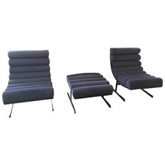 Kipp Stewart for Directional Pair of Lounge Chairs and Ottoman