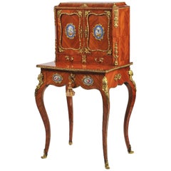 French Writing Table, Cabinet On Stand with Ormolu Mounts, Mid 19th Century