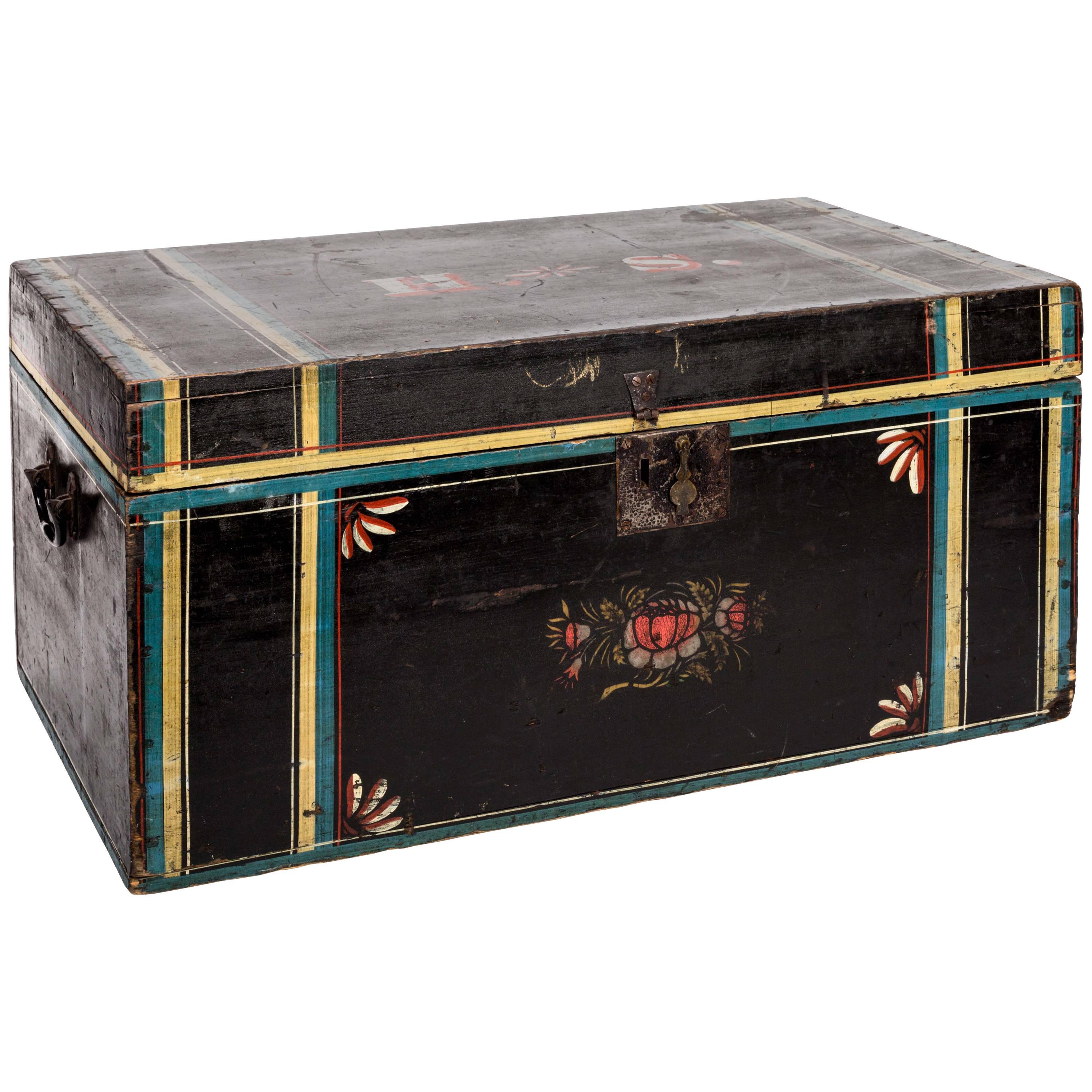 American Paint Decorated Wood Chest For Sale
