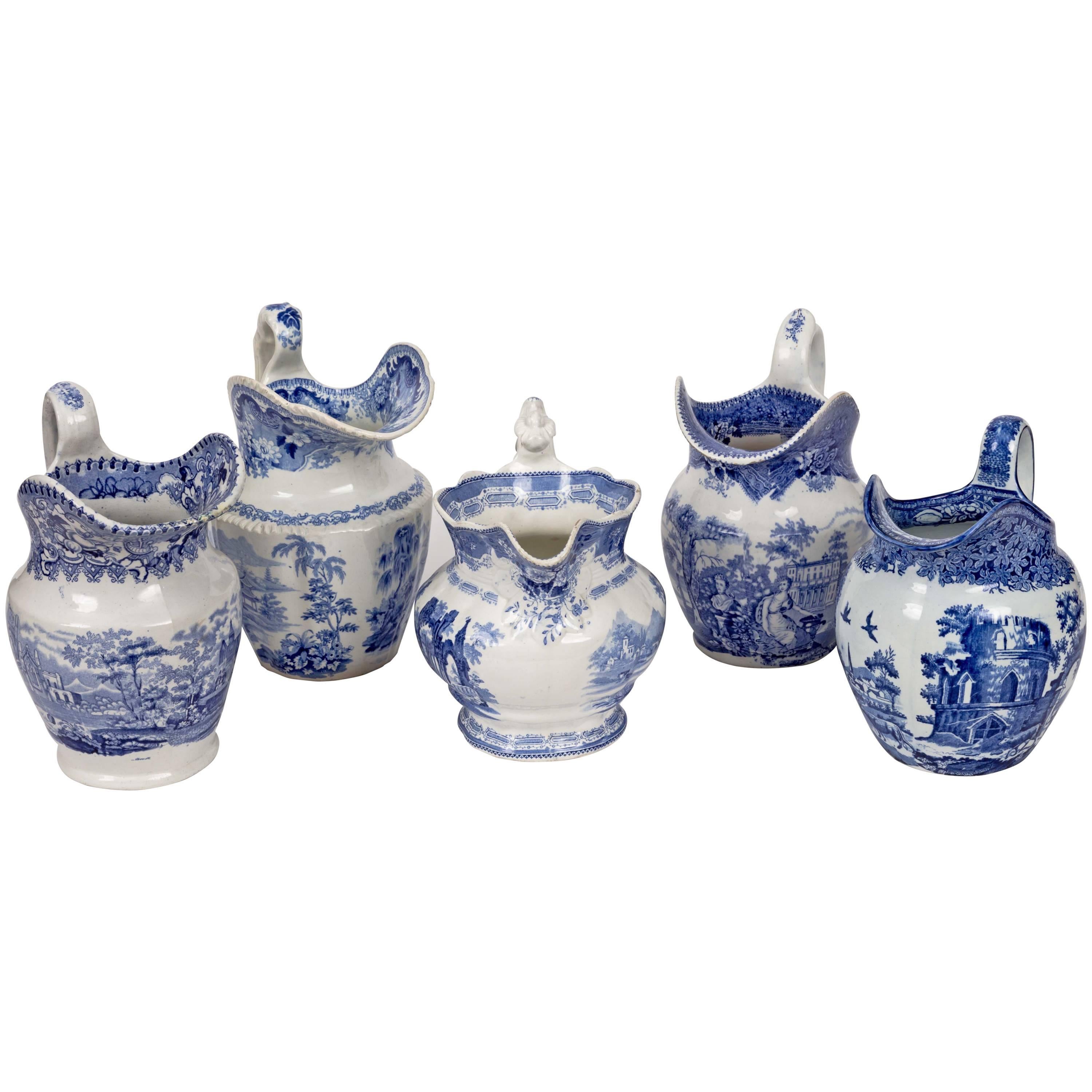 Set of Five Staffordshire Jugs