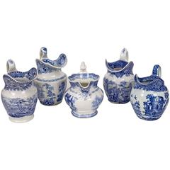 Antique Set of Five Staffordshire Jugs