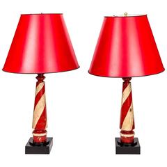 Pair of Barber Pole Lamps