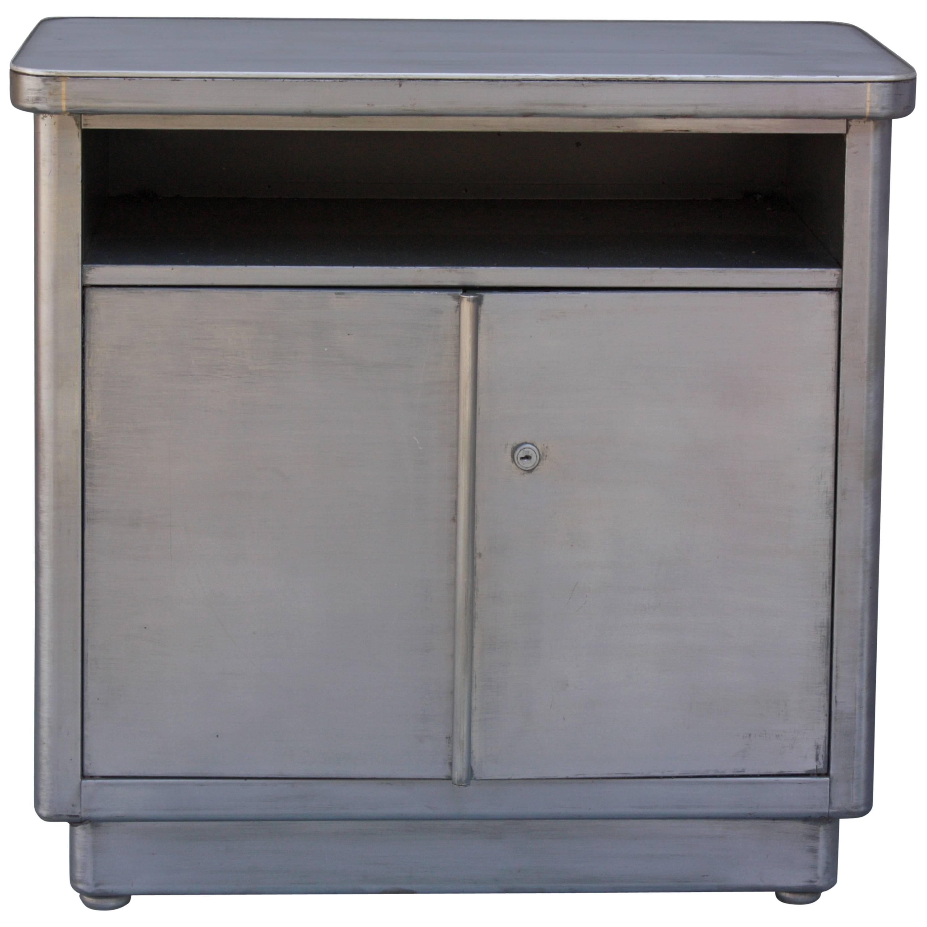 Small Industrial Metal Credenza For Sale