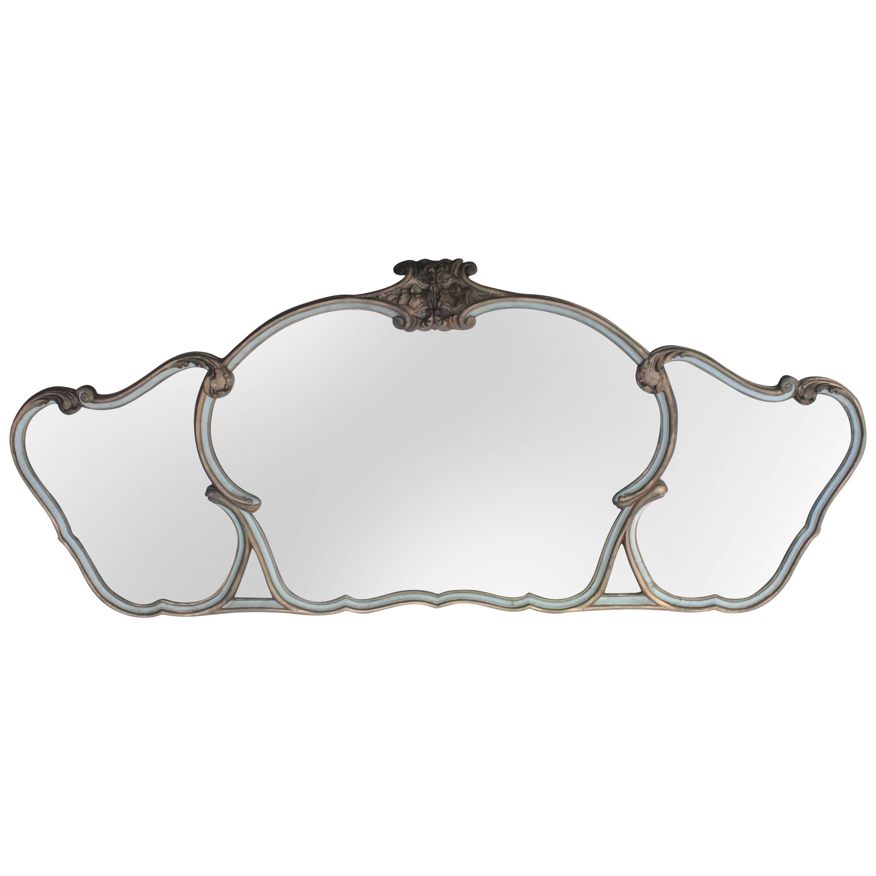 Large 1920s Mirror with Three Parts