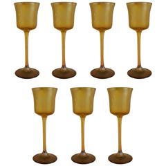 Tiffany Favrille Set of Seven Liquer/Cordial Stemmed Glasses