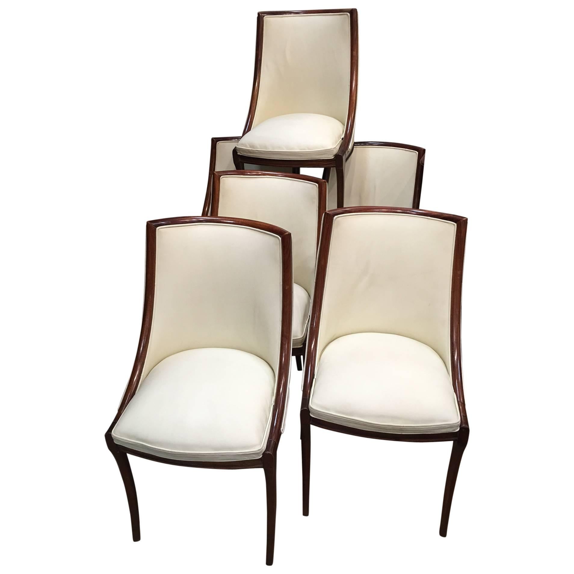 Set of Six Italian Mid-Century Dining Chairs