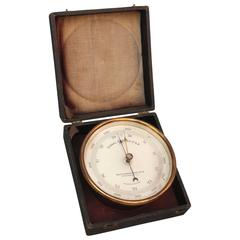 Antique Brass Barometer in Original Case