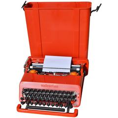 Vintage Red Olivetti "Valentine" Typewriter and Case by Ettore Sottsass