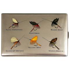 20th Century American Silver and Enamel Trout Fly Cigarette Case