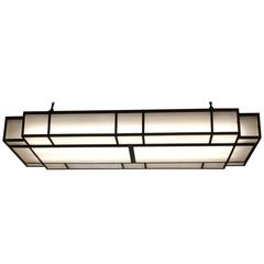 Bronze and Glass Cuboid Ceiling Light Attributed to Ruhlmann