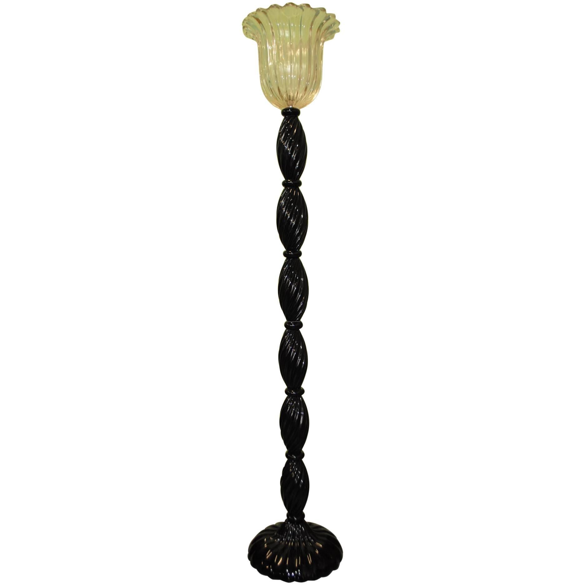 Art Deco Italian Murano Glass Standard Lamp For Sale