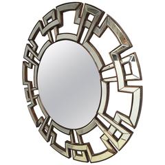 Striking Round Greek Key Motif Mirror