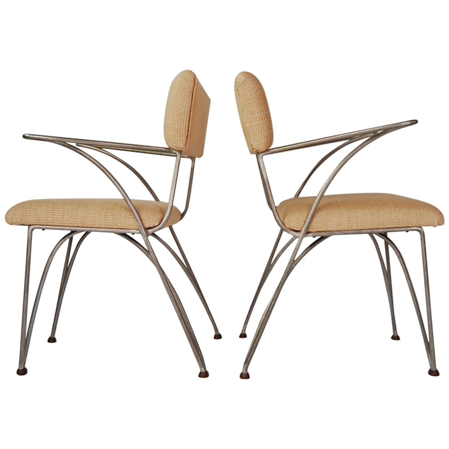 Pair of Modernist Chairs in Aluminum and Bronze