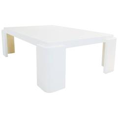 coffee table with rounded corners Monumental White Lacquer Coffee Table with Rounded Corners - FINAL SALE