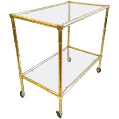 brass bamboo bar cart Bar Cart in Faux Bamboo Brass