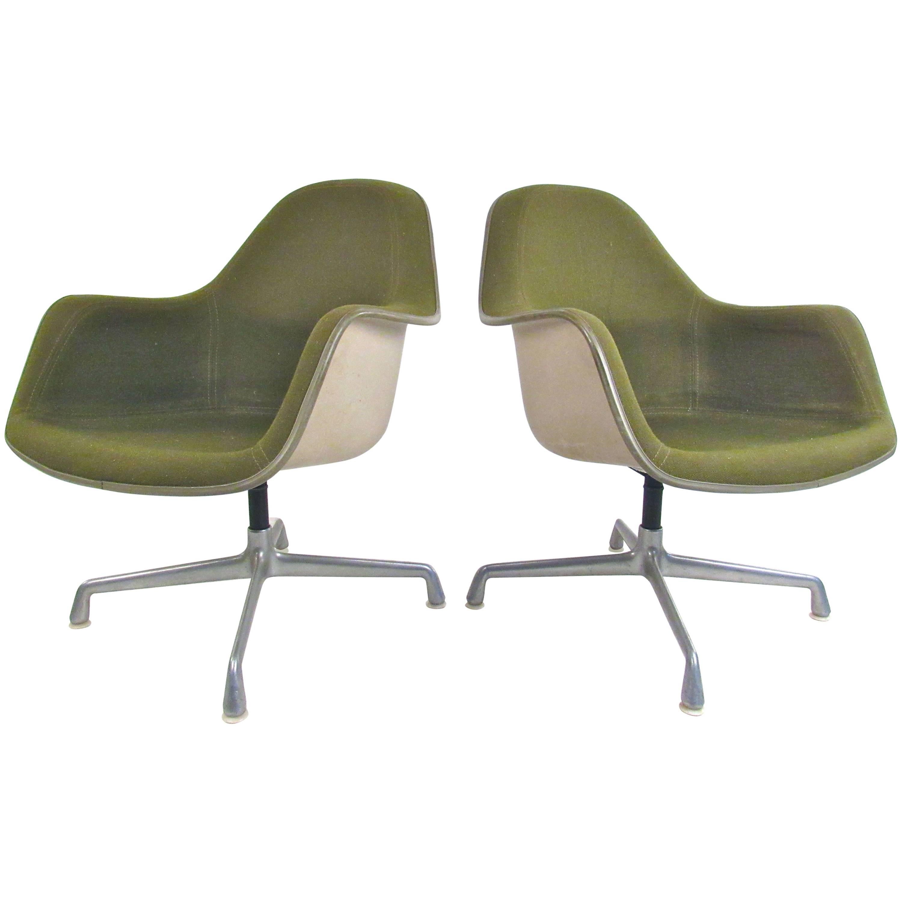 Pair of Mid-Century Herman Miller Swivel Shell Chairs by Charles Eames