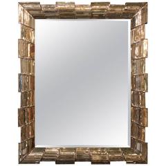 Large Designer Beveled Mirror with Dimensional Frame