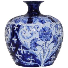Vintage Large Rare Florian Ware Moorcroft Macintyre Blue Vase Pot Art Pottery