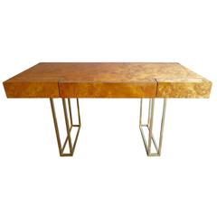 French Burr Walnut and Brass Desk