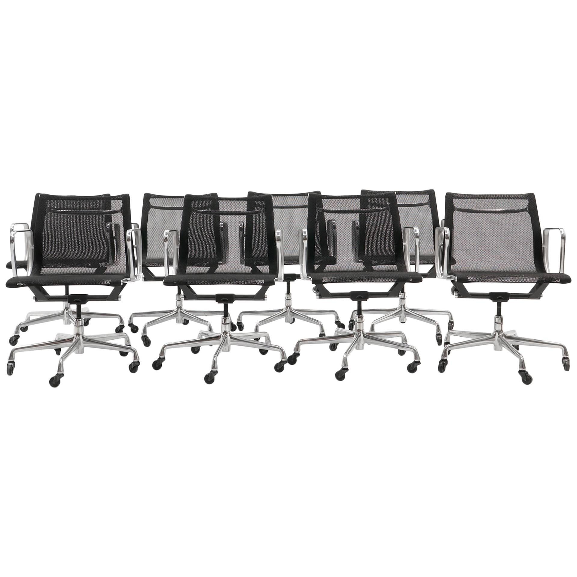 ONLY ONE LEFT!! Black Mesh Eames Aluminum Group dining / conference chairs. 