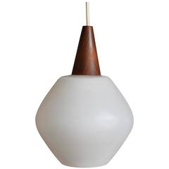 Holmegaard Glass and Teak Pendant Light