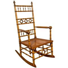 Aesthetic Movement Faux Bamboo Rocking Chair Attributed to R.J. Horner & Co