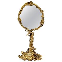 Fine Antique English Victorian Silver-Gilt Mirror