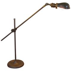 O. C. White Iron, Steel, Enamel Desk, Table Task Lamp, Light OC with Edison Bulb