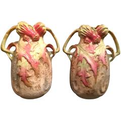 Pair of Austrian Amphora Thistle Vases 4